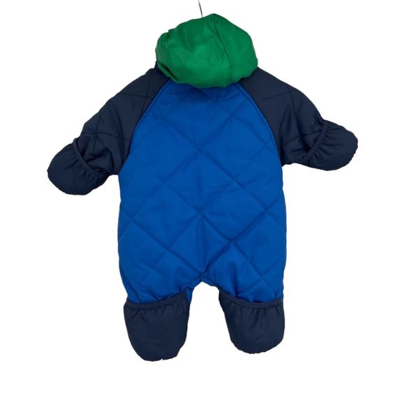 US polo snowsuit 3/6 months hooded puffer covered feet hands blue winter jacket - Picture 2 of 8